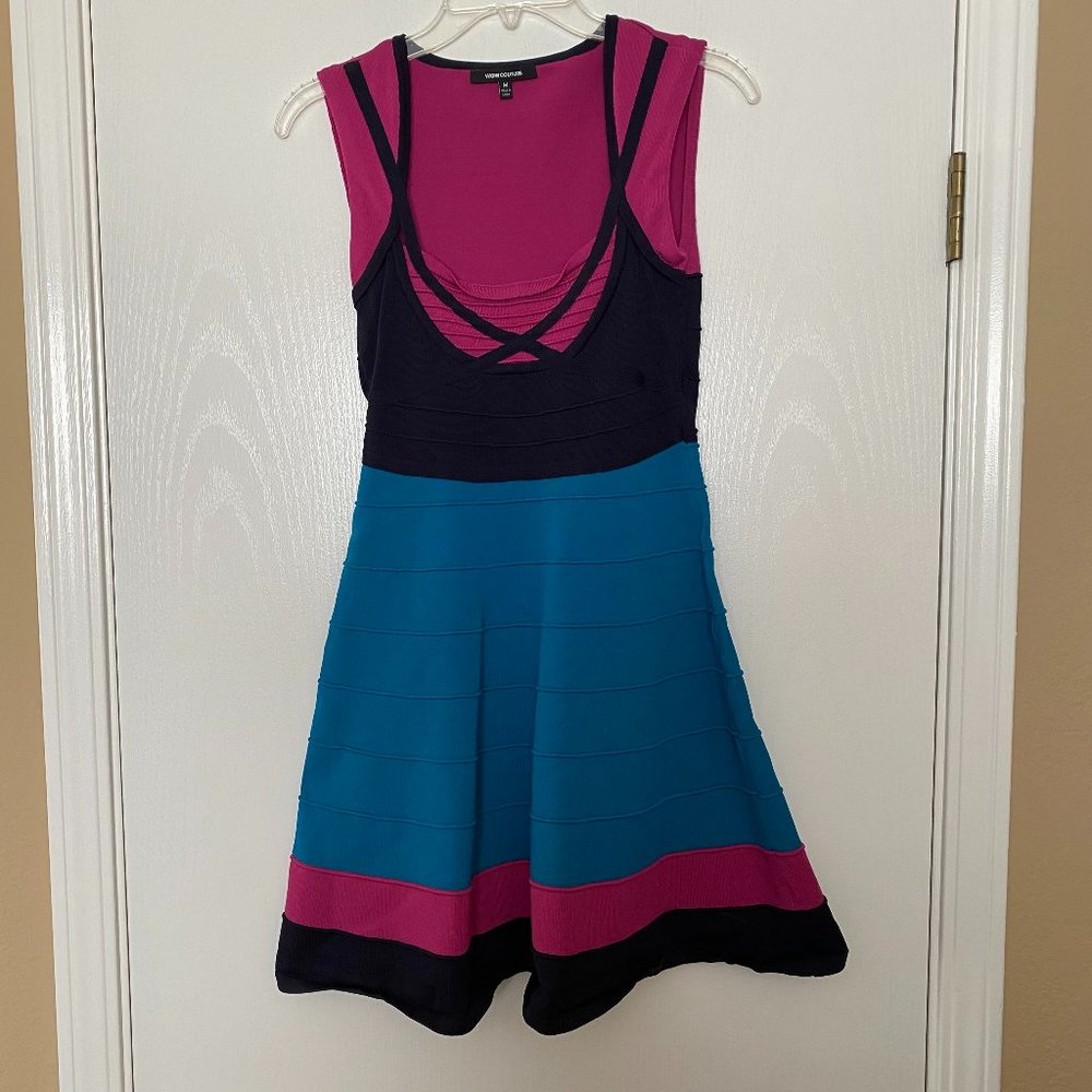 vintage wow couture y2k striped bodycon dress